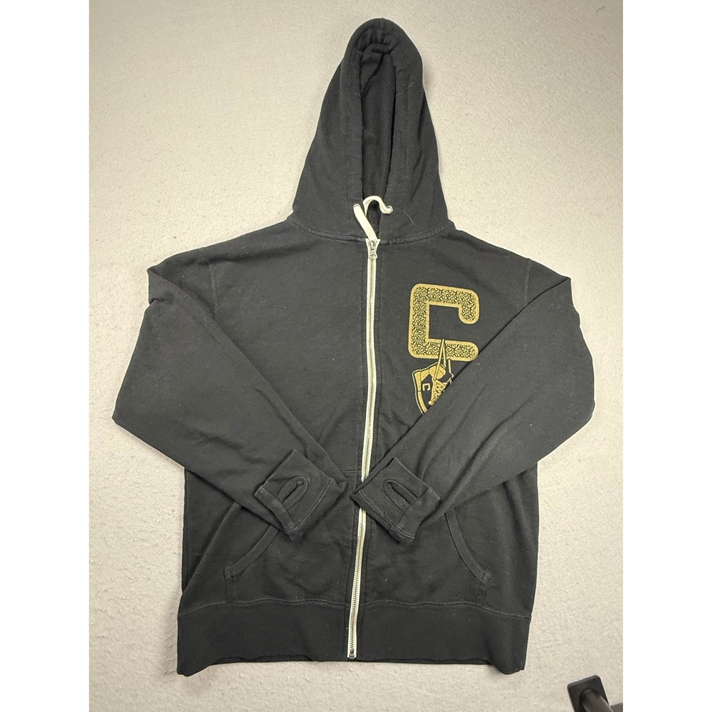 Mens Black Full‎ Zip Hoodie Graphic Print Sweatshirt Size S